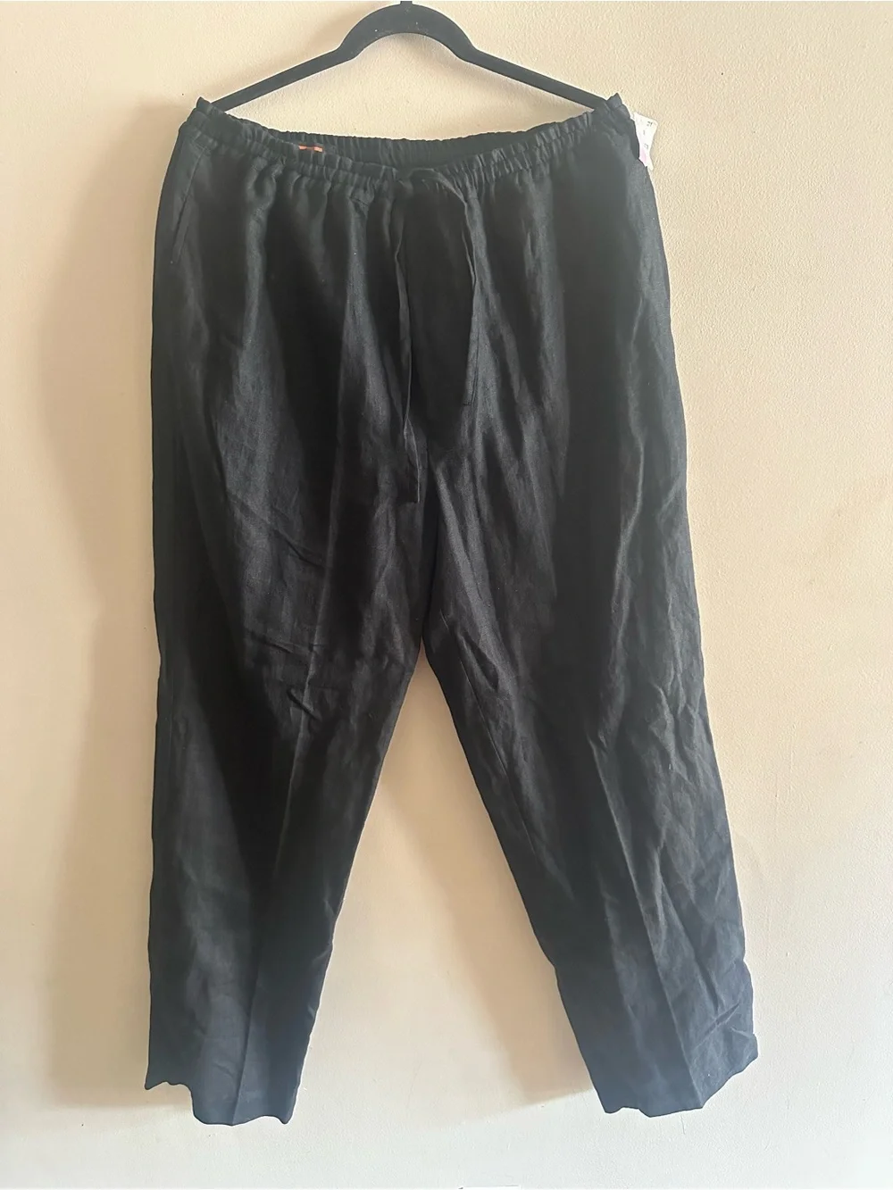 ✨AXIS Men's Black Elastic Lace Waist 💯 Linen Trousers Size XL NWT